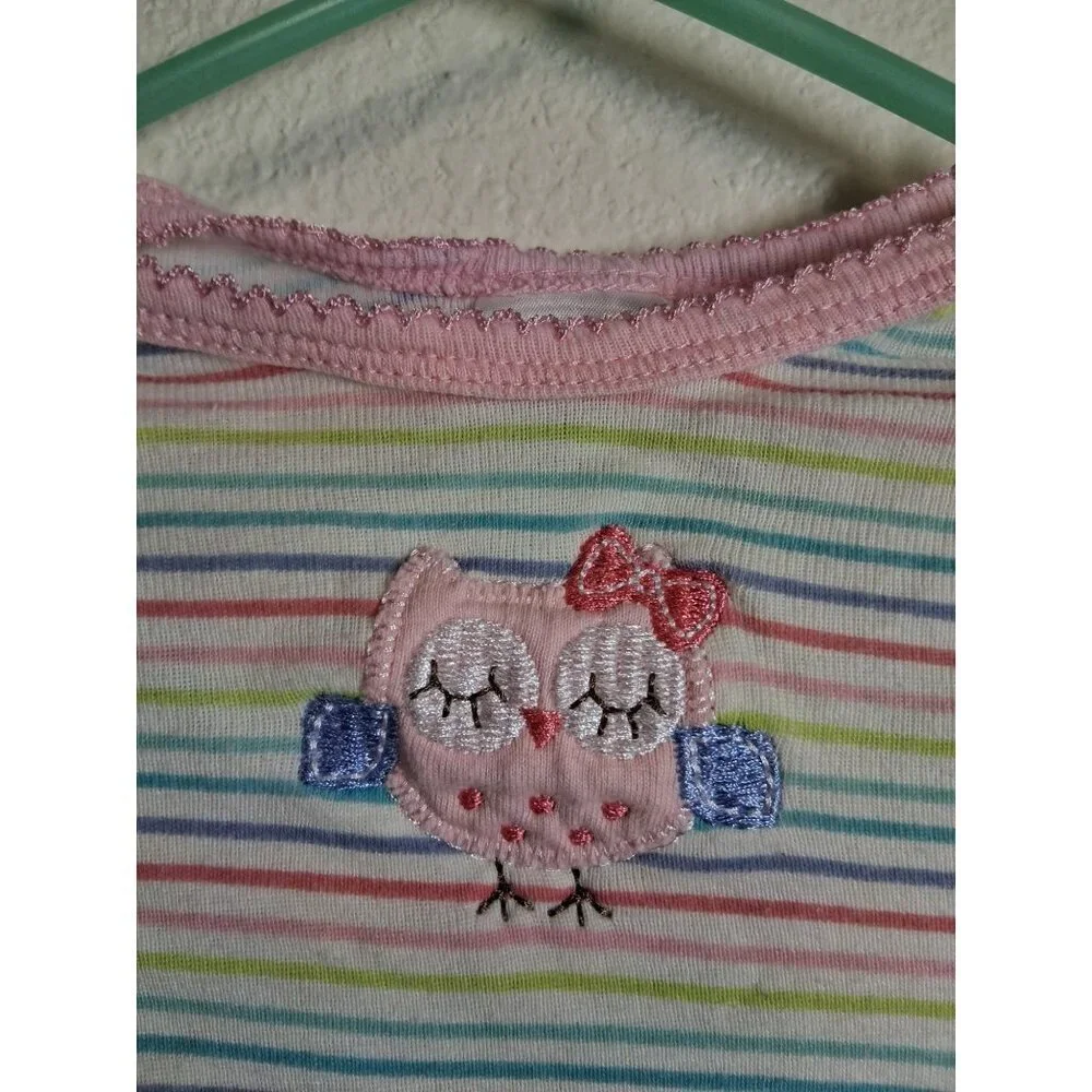 Gerber Cotton Sleep Sack Striped Owl Infant Baby Girls 0-6 Months